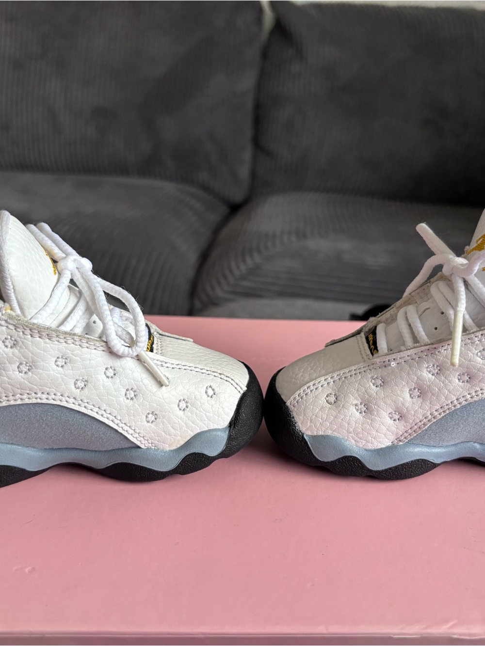 Jordan Kids White Floral-Embossed Sneakers with Black Soles